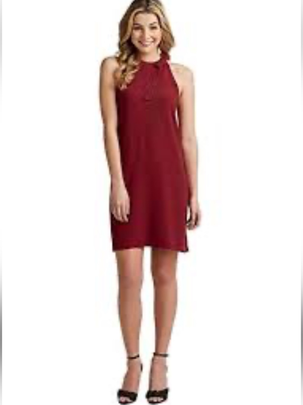 Mud Pie Bow Sleeveless Halter Mini Dress - Wine Retail $57